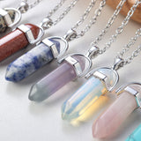 4pc/set Natural Crystal Double Point Bullet Hexagon Pendulum Pendant Reiki Charm Amethyst Necklace DIY Jewelry