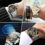 WISHDOIT Original Watch for Men's Waterproof Stainless Steel Quartz Analog Fashion Business Sun Moon Star Wristwatches Top Brand