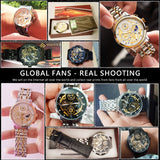 WISHDOIT Original Watch for Men's Waterproof Stainless Steel Quartz Analog Fashion Business Sun Moon Star Wristwatches Top Brand